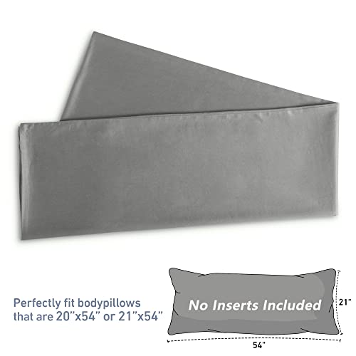 Leeden Body Pillow Cover, 100% Cotton 800 Thread Count 21 * 54 Breathable Long Pillow Protector Case w/No Zipper, Light Grey - Image 3
