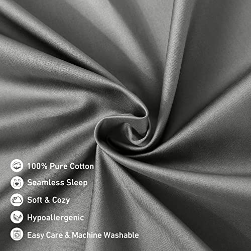 Leeden Body Pillow Cover, 100% Cotton 800 Thread Count 21 * 54 Breathable Long Pillow Protector Case w/No Zipper, Light Grey - Image 4