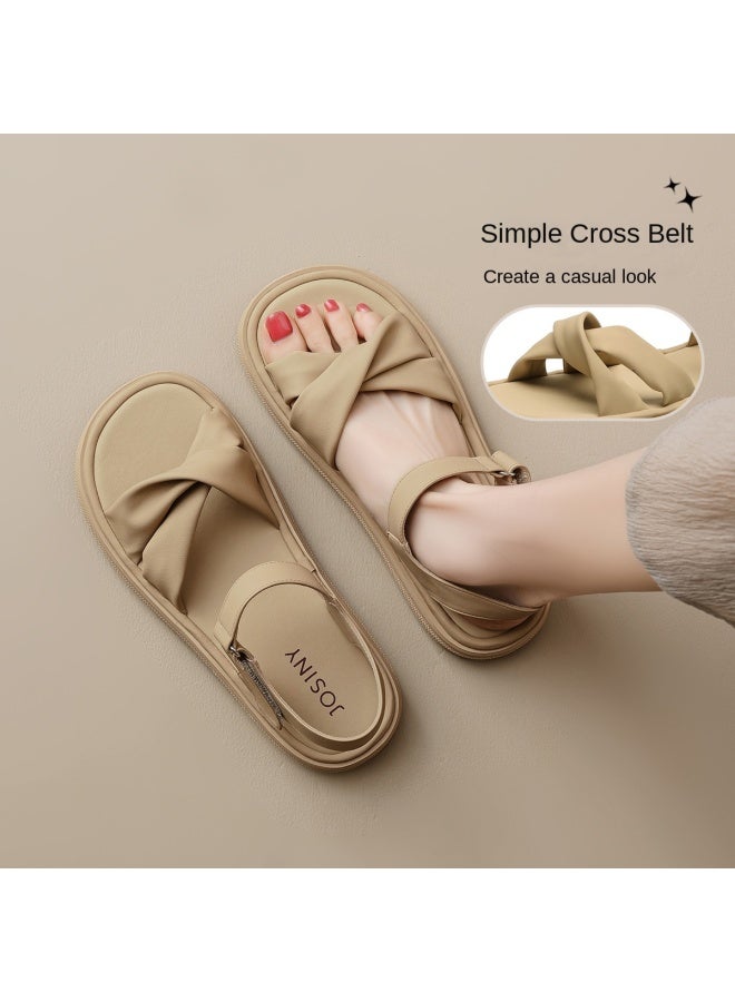 Josiny Ladies' Sandals Summer 2025 New Collection, Outdoor Wear High-end Flat Women's Shoes, Soft Sole Lightweight Beach Sandals - Image 5