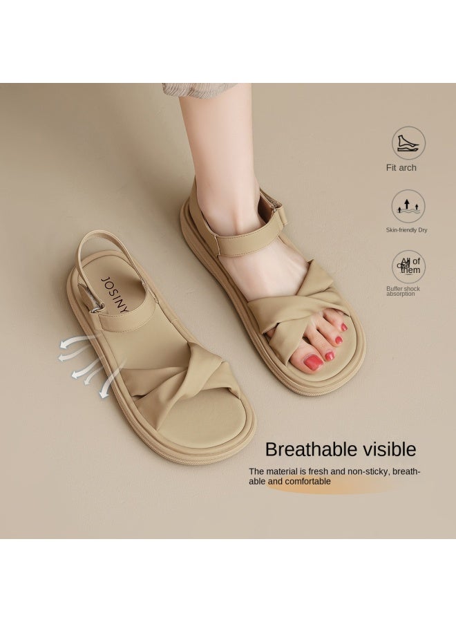 Josiny Ladies' Sandals Summer 2025 New Collection, Outdoor Wear High-end Flat Women's Shoes, Soft Sole Lightweight Beach Sandals - Image 3