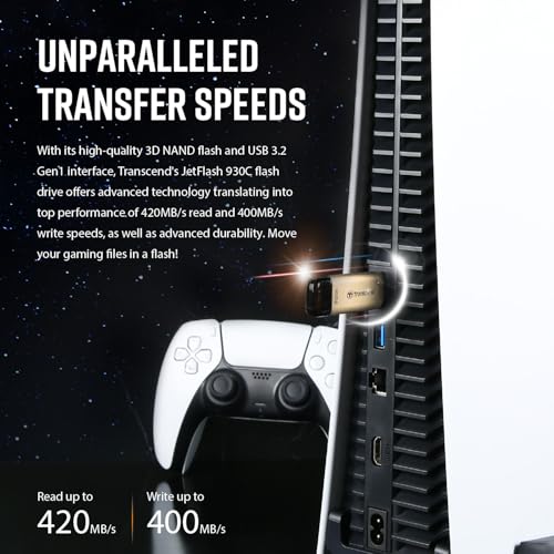 Transcend JetFlash 930C 128GB USB Type C 3.2 Gen 1 (USB 5Gbps) Flash Drive, High Performance & High Endurance Pen Drive, Read/Write - up to 420 MB/s & 400 MB/s, 5 Yrs. Warranty, Gold (TS128GJF930C) - Image 5