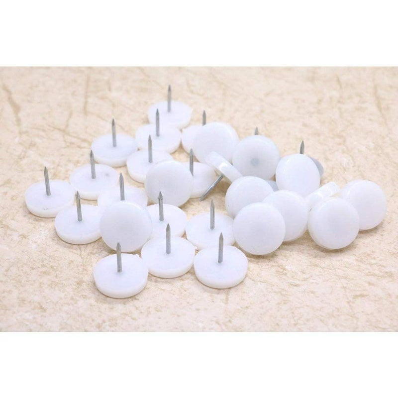 Ruwado 30 Pcs Furniture Feet Nail Nylon Chair Glides Sliders Round Head 18 X 5 MM Chair Table Legs Feet Protectors Nail Pad for Home Sofa Skid Tile Decoration Nail On Sliding Disc - Image 3