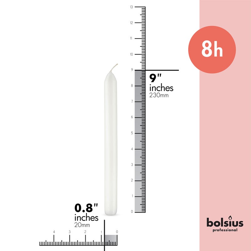 BOLSIUS White Candles 10 Pack - 9 Inch Straight Taper Candle Set - 8 Hour Candlesticks - Fits Most Standard Candle Holders - Premium European Quality - Household, Dinner, Wedding, & Party Candlesticks - Image 3