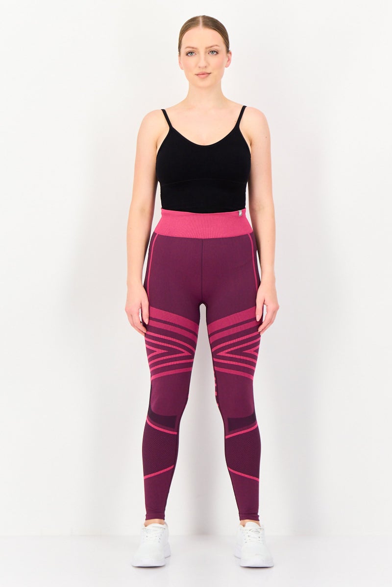asics Women Sportswear Fit Training Leggings, Burgundy - Image 4