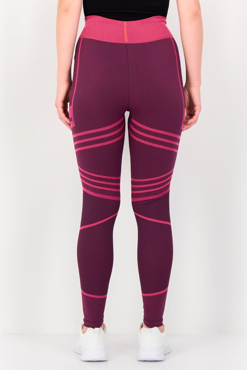 asics Women Sportswear Fit Training Leggings, Burgundy - Image 3