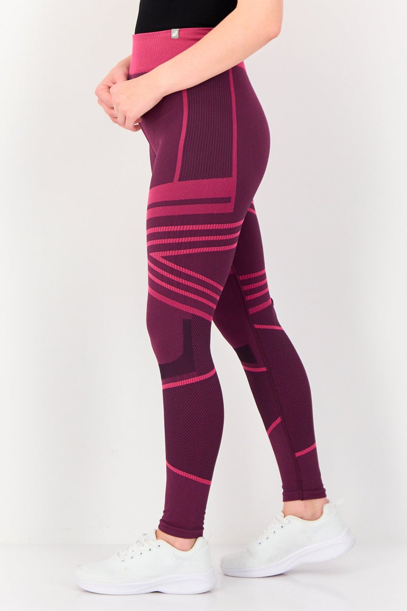 asics Women Sportswear Fit Training Leggings, Burgundy - Image 2