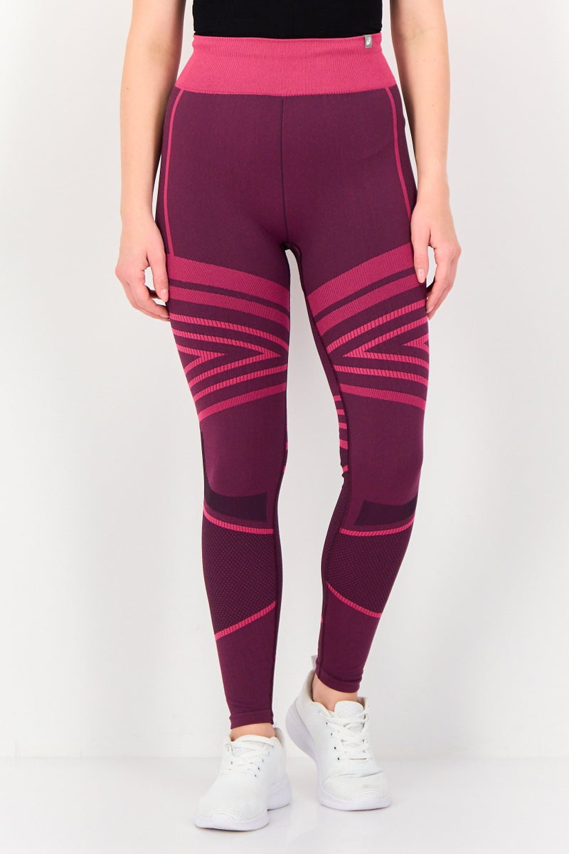 asics Women Sportswear Fit Training Leggings, Burgundy - Image 1