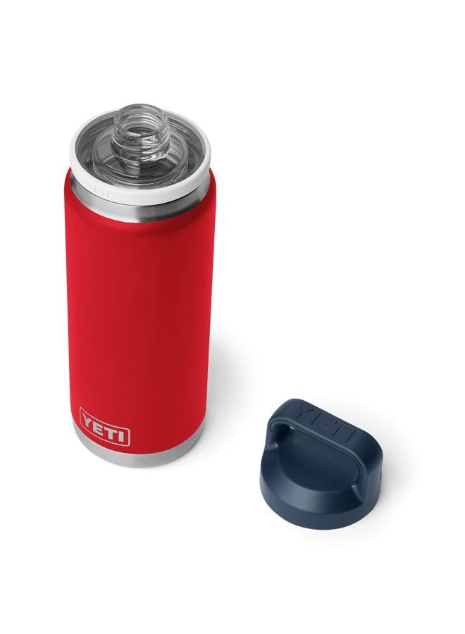 YETI Rambler 26 oz Bottle, Leakproof, Vacuum Insulated, Stainless Steel with Chug Cap, Rescue Red/White/Navy - Image 1