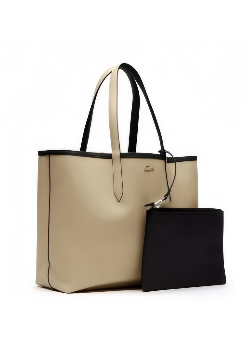 Lacoste Women's Double sided Two tone Large Capacity Handbag, Fashionable Multi functional, Black/Khaki - Image 4