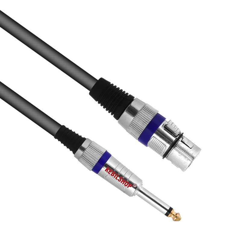 KEBILSHOP Mic Cable 6.35mm Jack Male To XLR 3PIN Female Cord Wire For Microphone/Guitar Cable 15 Meter.Black,1pc pack (15 Meter/49.2 feet) - Image 2