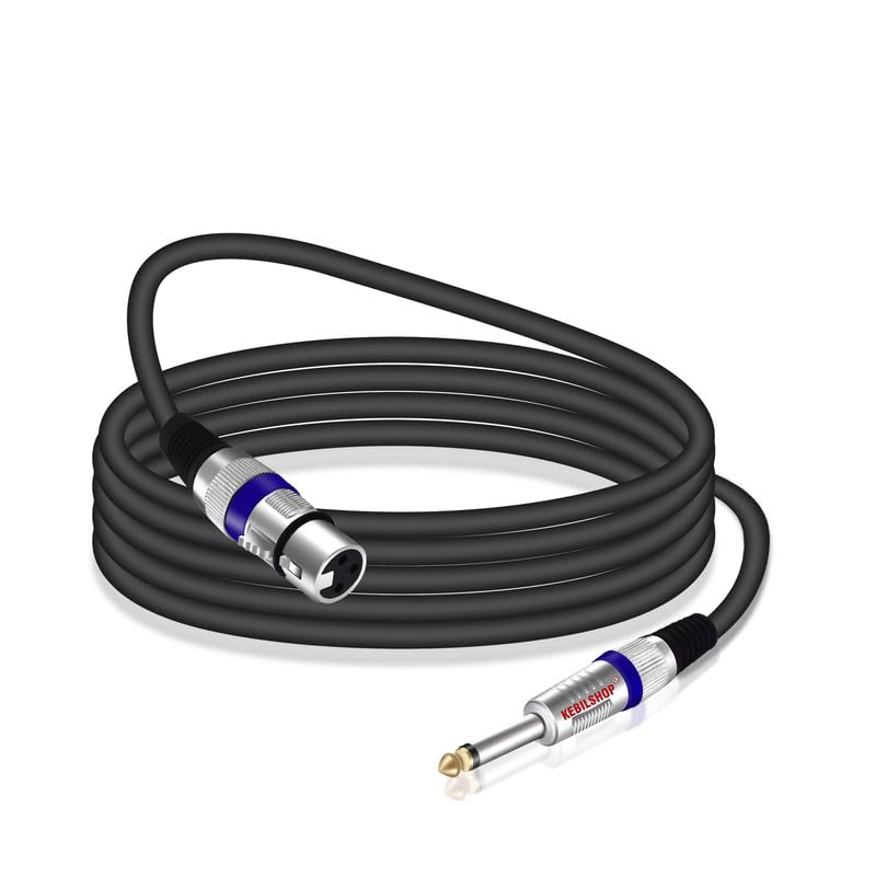 KEBILSHOP Mic Cable 6.35mm Jack Male To XLR 3PIN Female Cord Wire For Microphone/Guitar Cable 15 Meter.Black,1pc pack (15 Meter/49.2 feet) - Image 3