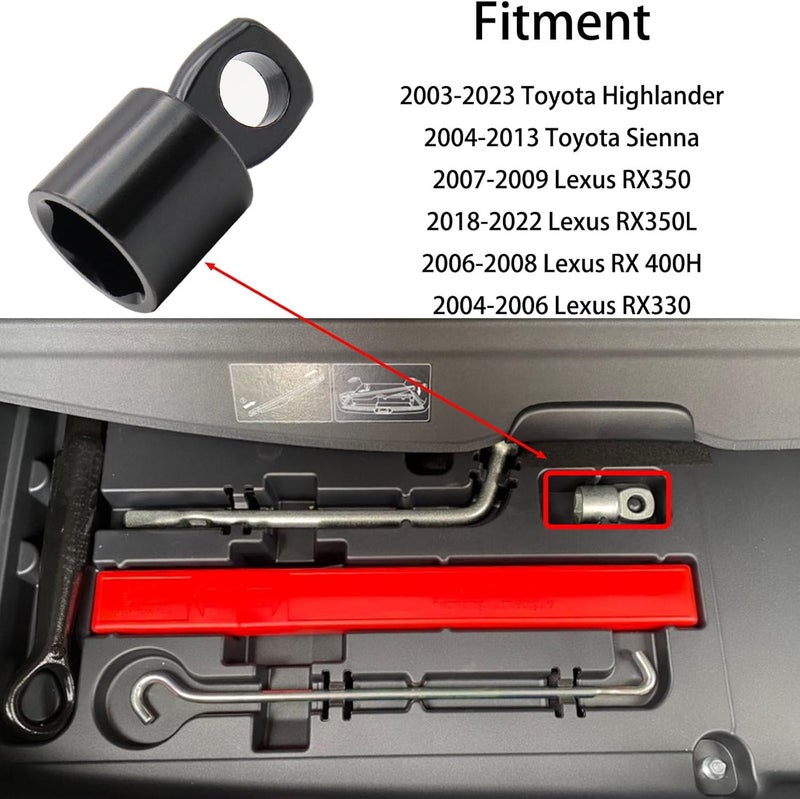 Txouoxt 5194228010 Handle, Spare Wheel Carrier bolt Spare Tire Socket Tool Compatible with Toyota 04-06 Lexus RX330, 07-09 RX350, 18-22 RX350L, 06-08 RX400h, 2004-2023 Highlander, 2004-2016 Sienna - Image 2