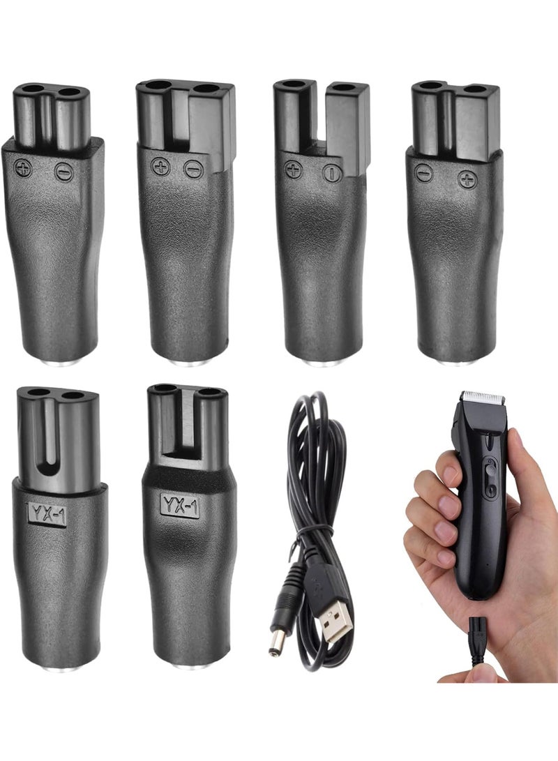 VIUAUAX Shaver Charger, 6 Pcs Universal Shaver Converter, 6 Unique Head Shape Power Cord Supply Adapter, DC Connector, Beard Trimmer Charger, Men's Razor Charger Cable Kit, Multi-Functional Charging Solution - Image 1
