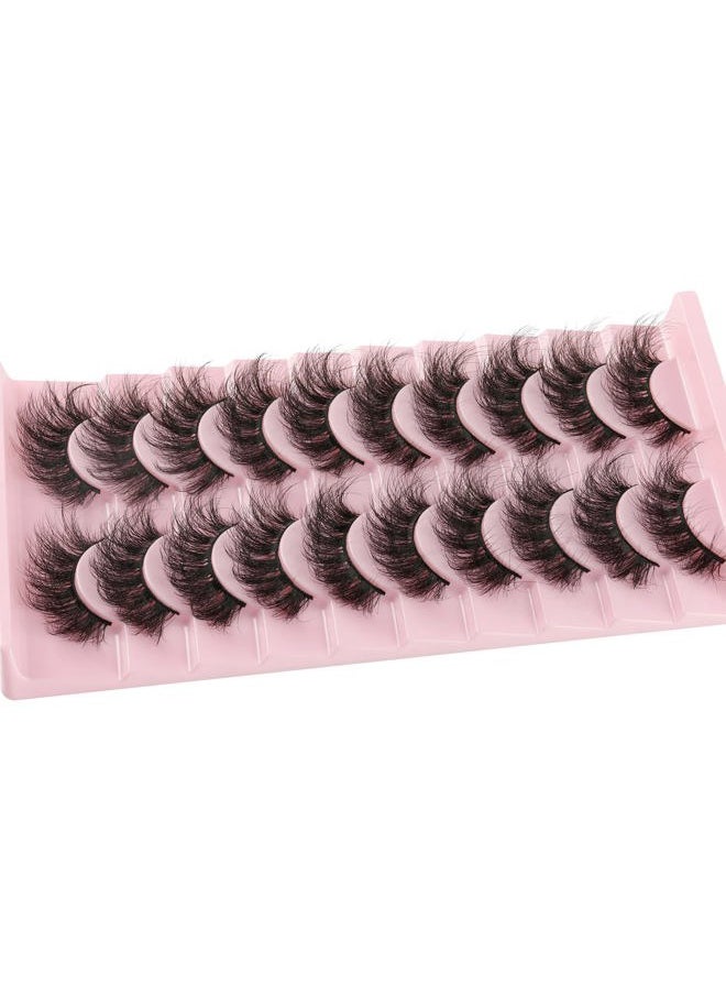 FANXITON Mink Lashes False Eyelashes Dramatic Fluffy Mink Lashes Wispy 19 MM Curly Natural Look 3D Fake Eyelashes 10 Pairs Pack  - Image 5