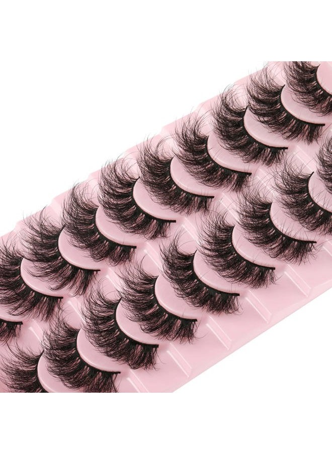 FANXITON Mink Lashes False Eyelashes Dramatic Fluffy Mink Lashes Wispy 19 MM Curly Natural Look 3D Fake Eyelashes 10 Pairs Pack  - Image 3