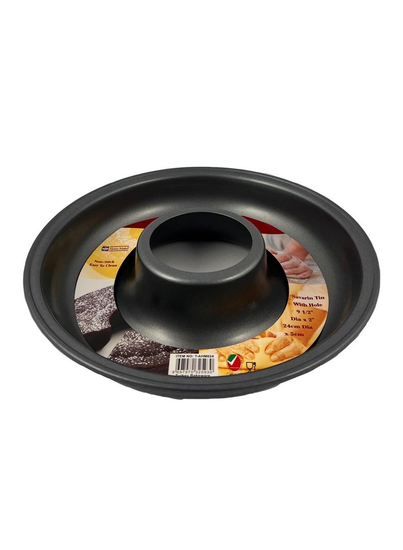 Homemaker Non-stick Savarin Tin With Hole, 24cm x 5cm, Black  - Image 1