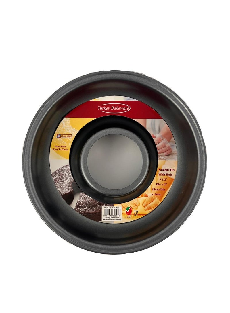 Homemaker Non-stick Savarin Tin With Hole, 24cm x 5cm, Black  - Image 2