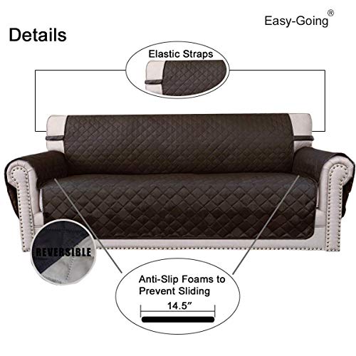 Easy-Going Reversible Oversized Couch Cover for 3 Cushion Couch Sofa Cover for Dogs Water Resistant Furniture Protector Cover with Foam Sticks for Pet (Oversized Sofa, Chocolate/Beige) - Image 3