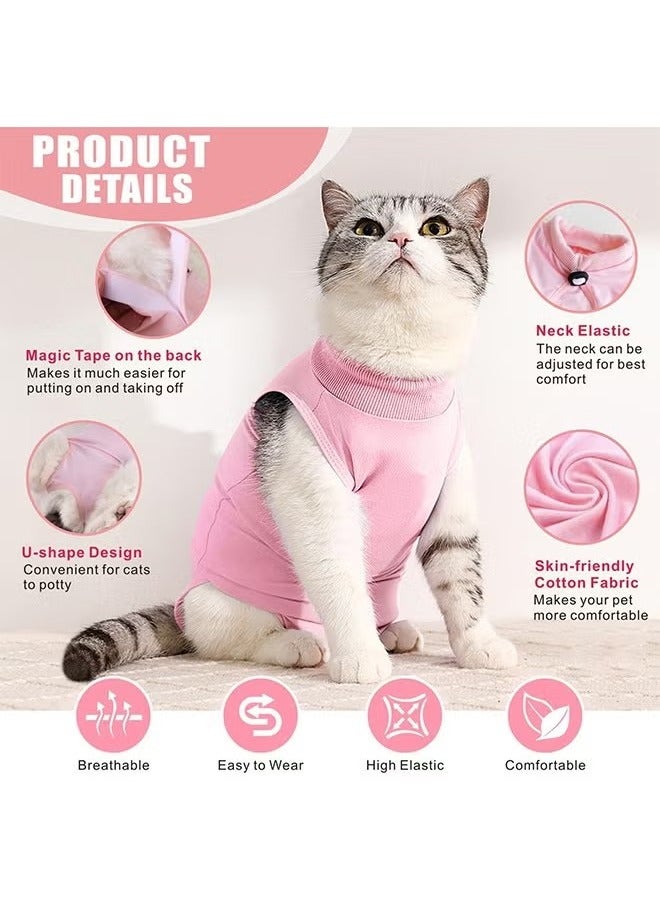 Unewshi Cat Surgery Recovery Suit Kitten Onesie for Cats After Surgery Female Breathable Kitty Spay Suit for Abdominal Wound Skin Diseases E-Collar Alternative Wear(Pink,M)  - Image 3