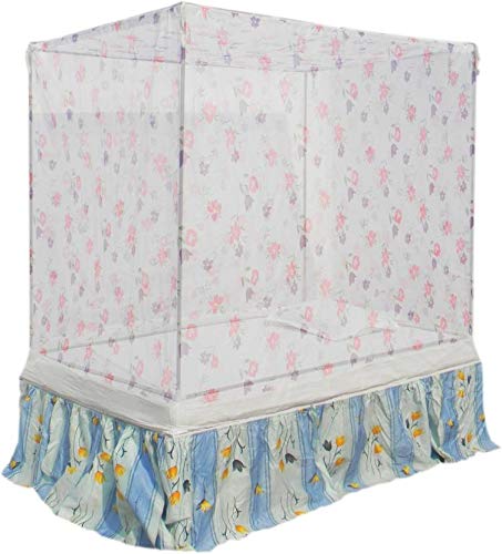ANS Floral Mosquito Net for Double Bed with Cotton Border, Breathable Honeycomb Mesh for Free Air Flow, Hanging Type, Large Size 6.5 x 8 ft, White, Durable & Easy Installation Bed Net for Protection - Image 4