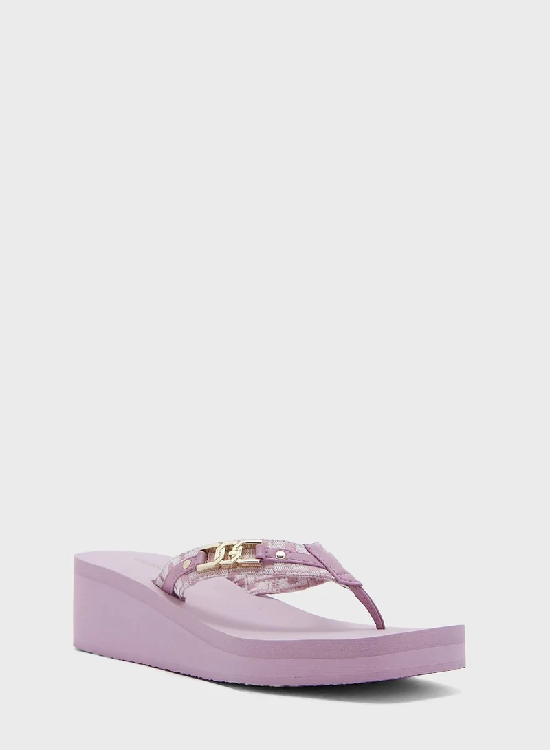 GUESS Ediva T Bar Wedge Sandals