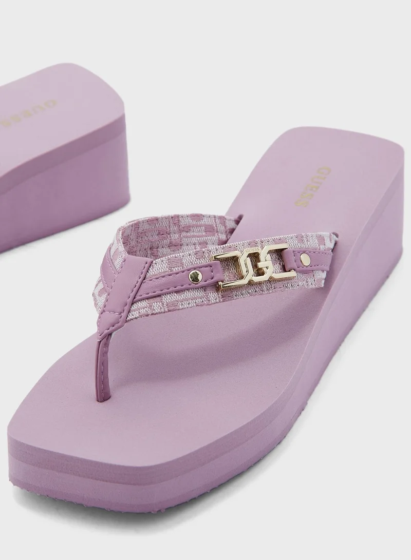 GUESS Ediva T Bar Wedge Sandals