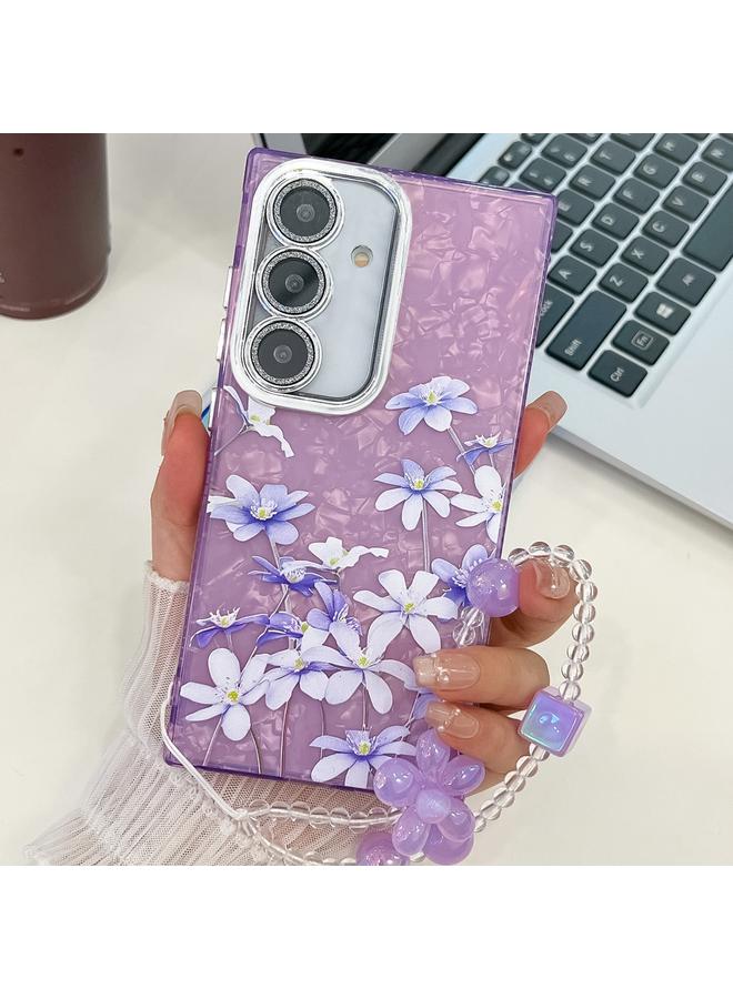 S-TOP Case For Samsung Galaxy A16 5G Electroplating Flowers Plants Texture Wristband TPU Phone Case - Image 1