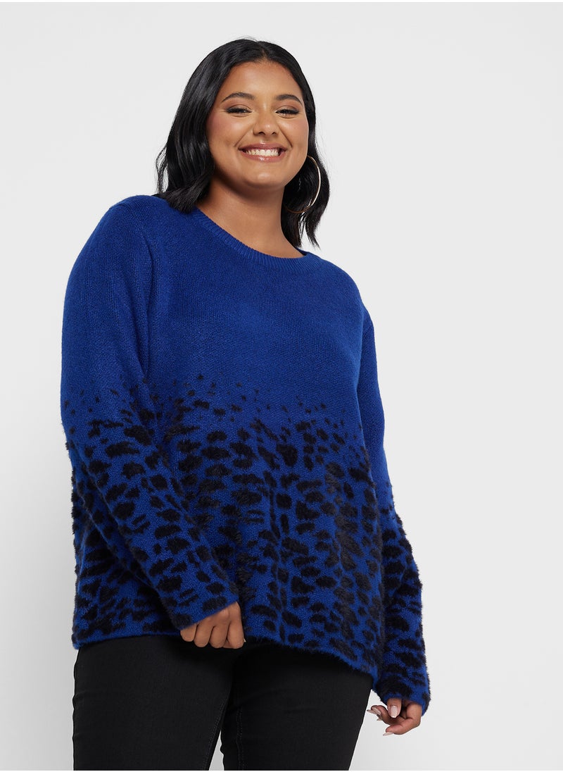 Only Carmakoma Crew Neck Printed Sweater  - Image 1
