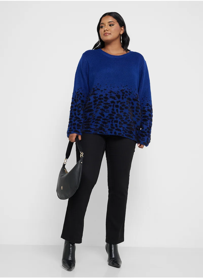 اونلي كارماكوما Crew Neck Printed Sweater