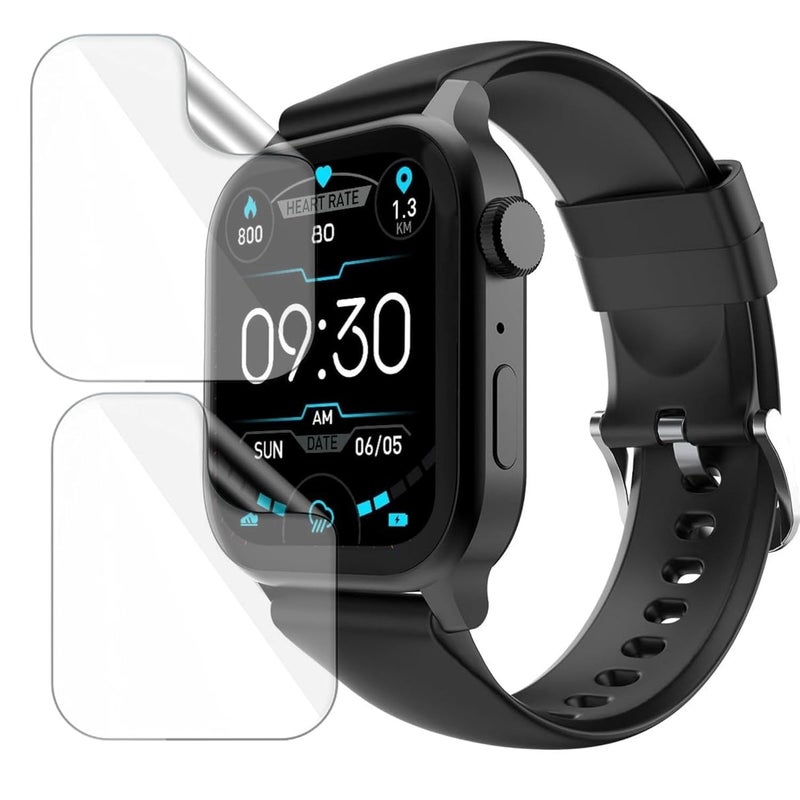 HELLOSCREEN 2 Pack | Smartwatch Screen Protector Guard compatible with Fire-Boltt Rise | 1.85 inch | Flexible TPU Film, 9H Scratch Resistant, Bubble Free - Not a Tempered Glass - Image 1