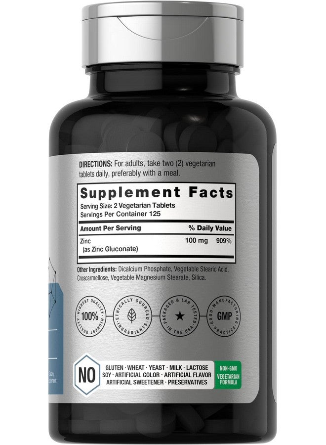 Horbäach Chelated Zinc Supplement 100mg | 250 Tablets | High Potency & Superior Absorption | Vegetarian, Non-GMO, Gluten Free - Image 2