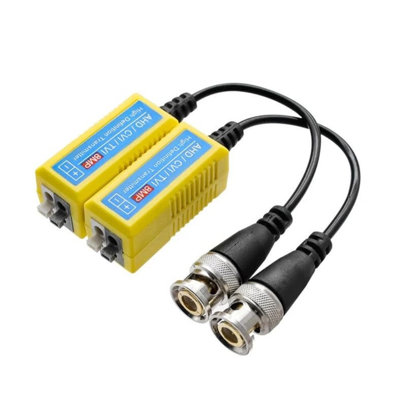 Video Balun 8MP Pack of 4,4K Passive HD BNC Video Balun Transceiver Transceiver عبر كابل Rj45 AHD/TVI/CVI/CVBS لنظام كاميرا المراقبة الأمنية CCTV DVR عالي الدقة (أصفر، 4 أزواج) - Image 5