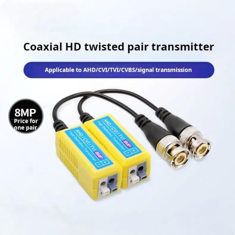 Video Balun 8MP Pack of 4,4K Passive HD BNC Video Balun Transceiver Transceiver عبر كابل Rj45 AHD/TVI/CVI/CVBS لنظام كاميرا المراقبة الأمنية CCTV DVR عالي الدقة (أصفر، 4 أزواج) - Image 2