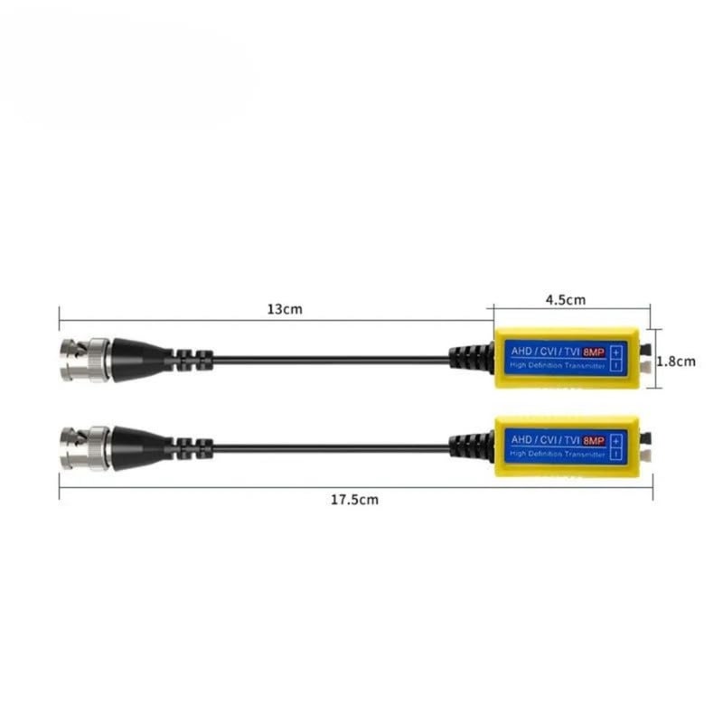 Video Balun 8MP Pack of 4,4K Passive HD BNC Video Balun Transceiver Transceiver عبر كابل Rj45 AHD/TVI/CVI/CVBS لنظام كاميرا المراقبة الأمنية CCTV DVR عالي الدقة (أصفر، 4 أزواج) - Image 4