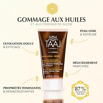 TAAJ Exfoliation with oils and sugar crystals ABHYANGA Cleansing and exfoliation Gentle exfoliation Smoothing softening brightening Smoother softer silkier skin 150 ml - Image 3