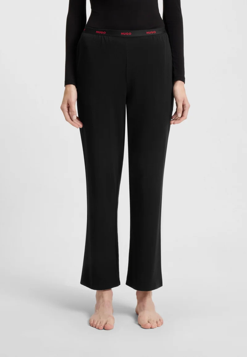 Stretch-cotton pyjama bottoms with logo waistband