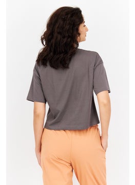 Peanuts Women Crew Neck Short Sleeves Graphic Print T-Shirt, Grey Combo  - Image 3