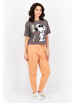 Peanuts Women Crew Neck Short Sleeves Graphic Print T-Shirt, Grey Combo  - Image 4