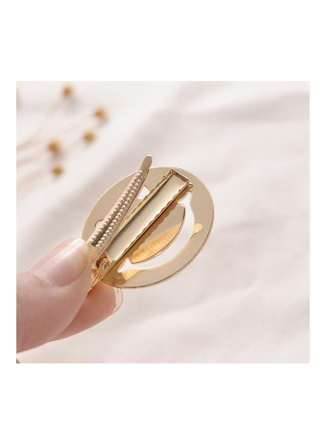 BGM Metal Snap Hair Clips Smiley Face Hairdressing Tool Round Gold - Image 3