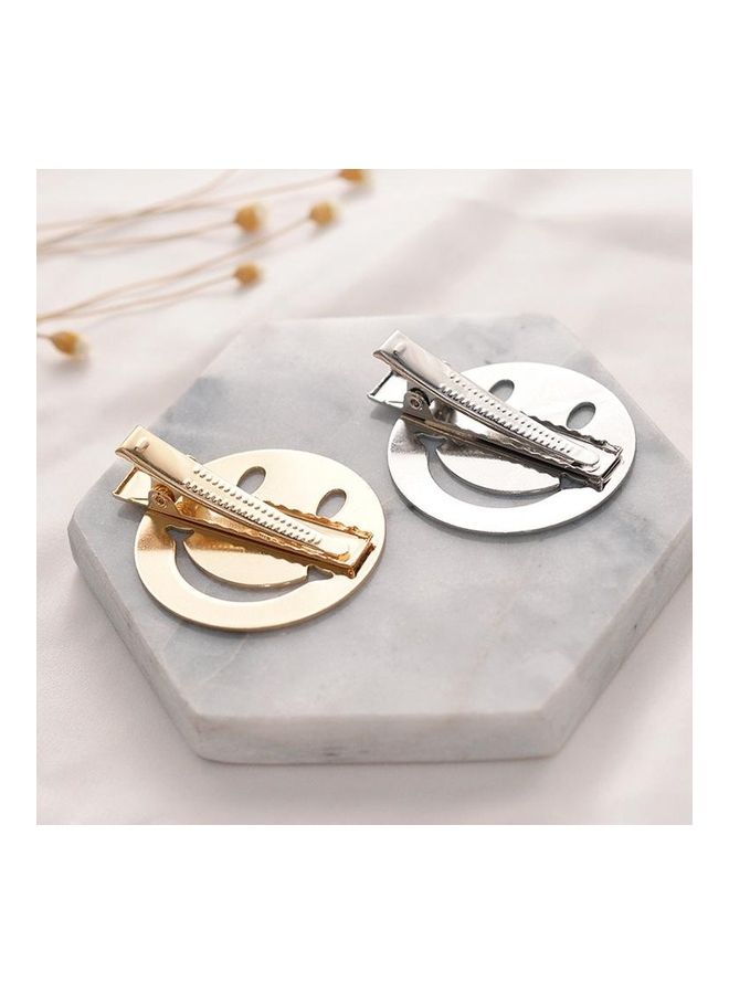 BGM Metal Snap Hair Clips Smiley Face Hairdressing Tool Round Gold - Image 4