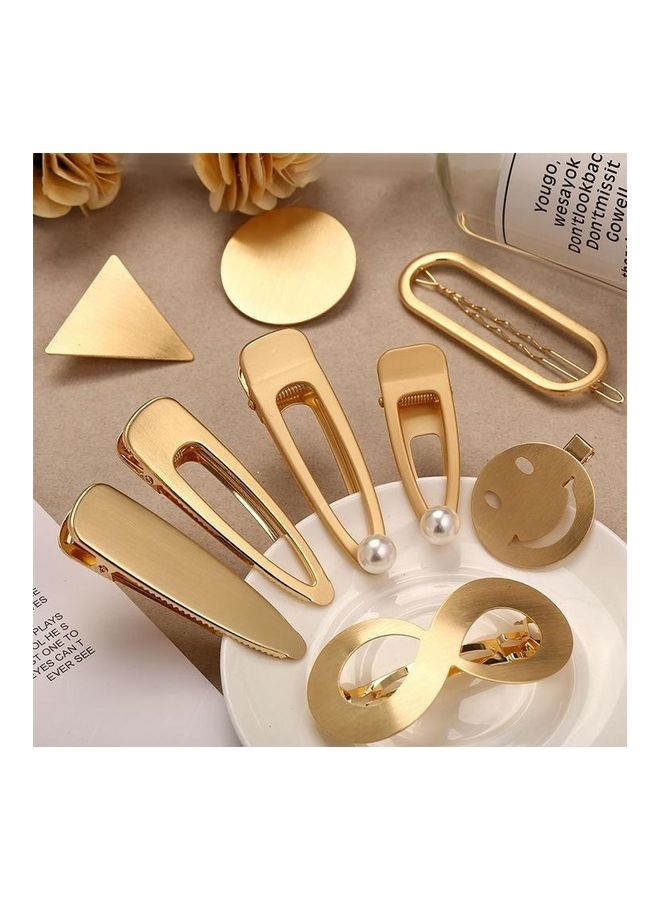 BGM Metal Snap Hair Clips Smiley Face Hairdressing Tool Round Gold - Image 5