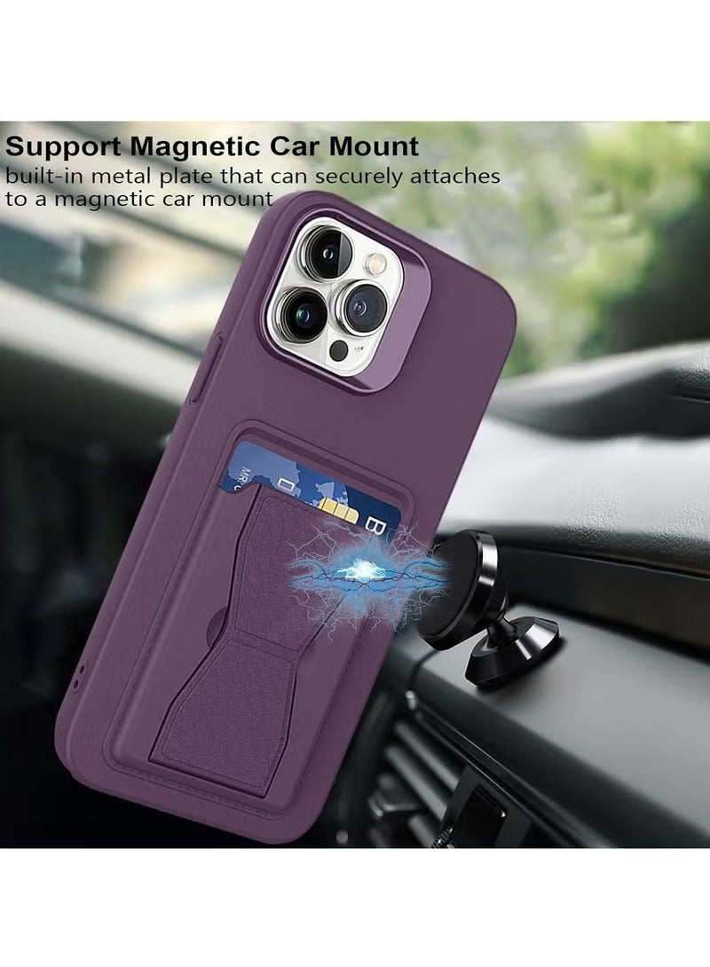MIGOFAST Leather Card Holder Case Compatible with iPhone 16 Plus 6.7 inch Shockproof Leather Back Card Storage Plus Phone Stand - Image 4