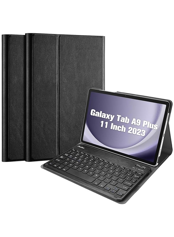 Procases For Galaxy Tab A9 Plus 2023 Keyboard Case Protective Cover Case With Detachable Wireless Keyboard For Galaxy Tab A9 Plus 2023 –Black - Image 1