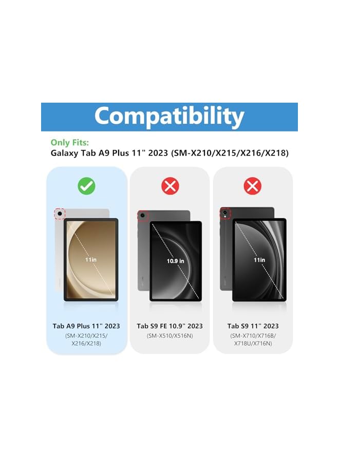 Procases For Galaxy Tab A9 Plus 2023 Keyboard Case Protective Cover Case With Detachable Wireless Keyboard For Galaxy Tab A9 Plus 2023 –Black - Image 2