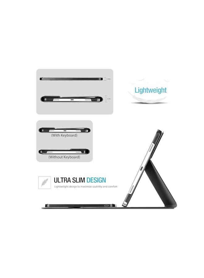 Procases For Galaxy Tab A9 Plus 2023 Keyboard Case Protective Cover Case With Detachable Wireless Keyboard For Galaxy Tab A9 Plus 2023 –Black - Image 5