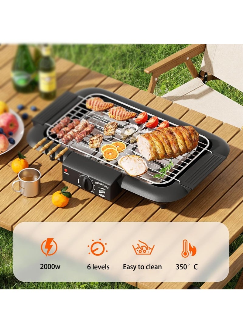 2000W high power 304 stainless steel double heating tube electric grill, household grill, easy to clean non-stick baking tray, fast heating and anti-scalding design, suitable for family gatherings/outdoor camping,  - Image 3