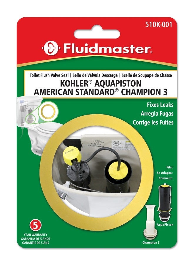 فلويد ماستر مانع تسرب صمام التنظيف البديل من Fluidmaster 510K-001-P10 Kohler وAmerican Standard، أصفر - Image 1