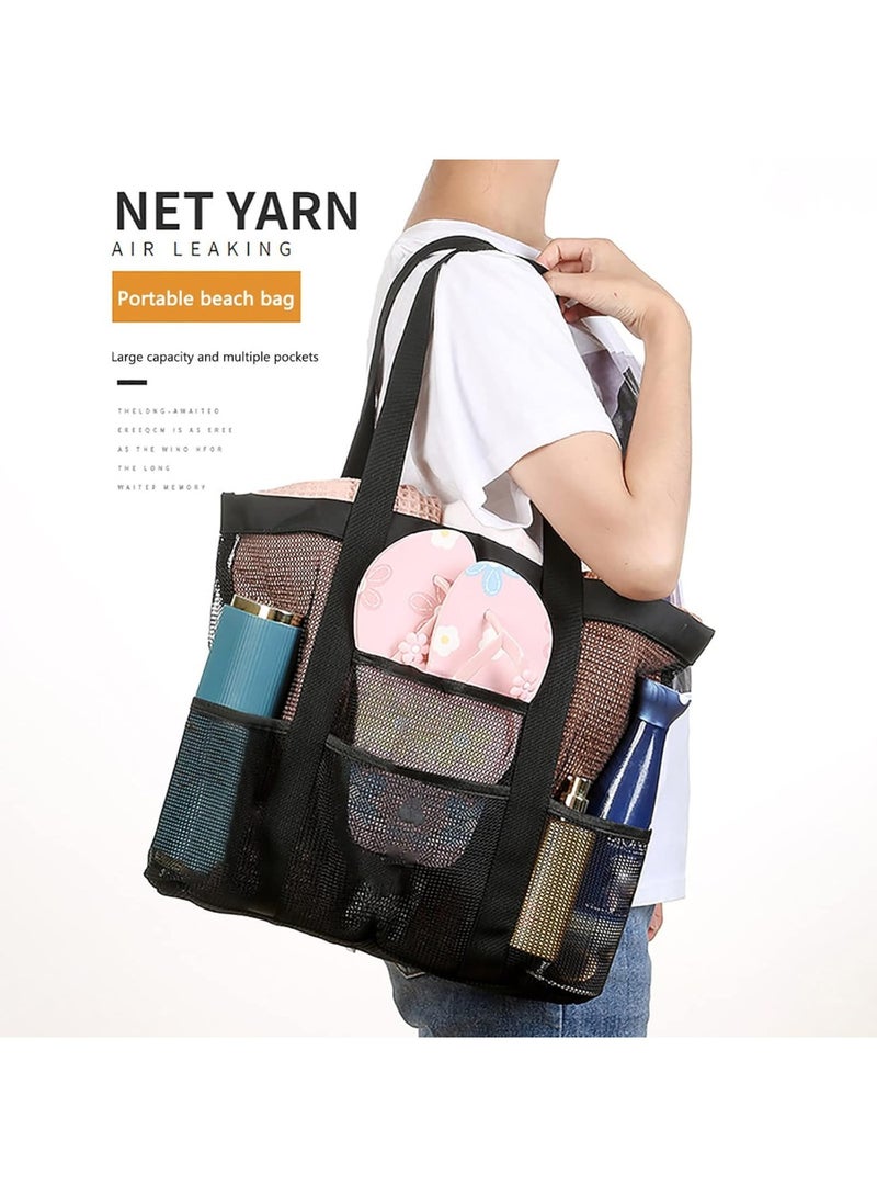 DIOTTI Extra Large Mesh Beach Tote Bag with 8 Pockets, Quick-Dry, Lightweight & Durable Pool Bag for Towels, Clothes, Slippers, Toys, Toiletries, Travel & Outdoor Use (43*39*20 cm) - Image 2