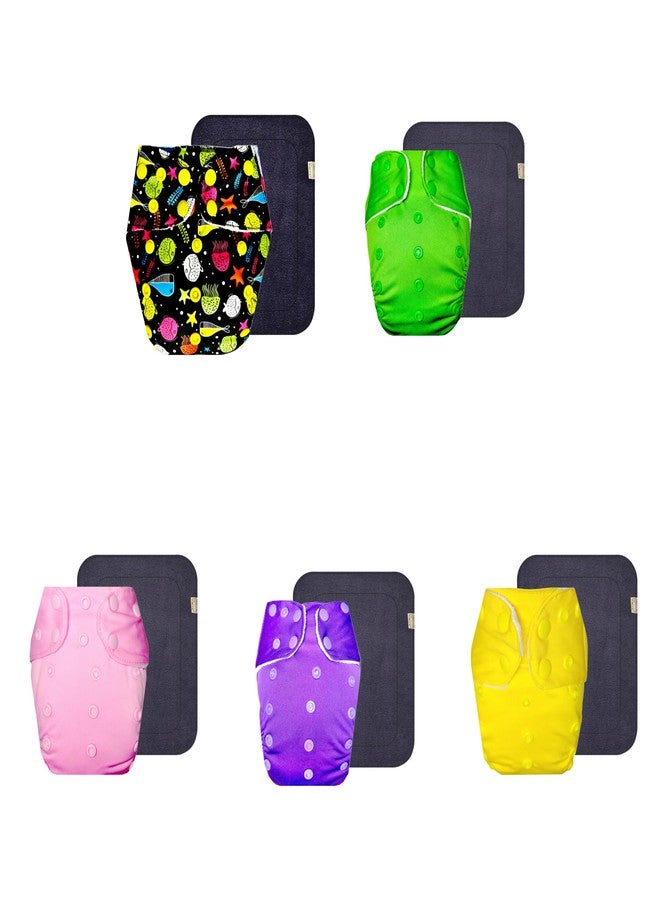 Dumbledo Premium Cloth Diaper with Black Insert (Pack of 5) | Dry Feel and Comfortable | Breathable | Travel Friendly | All-Day Wear | 3 Months - 3 Years | Unisex Baby - Image 1