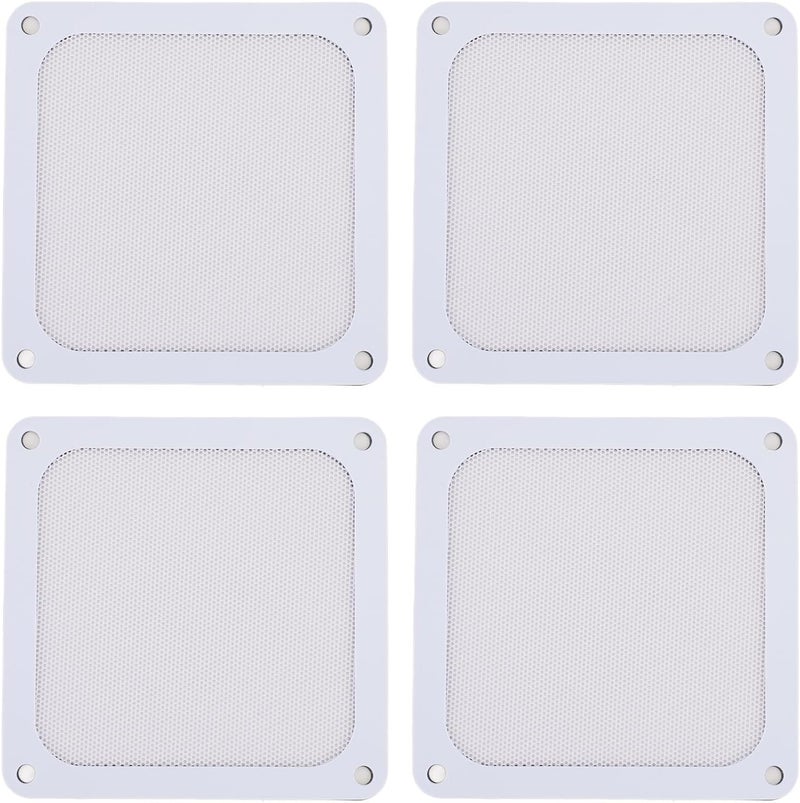 White Magnetic Dust Filter Frame 4PCS 120mm PVC Fan Mesh Grills For PC Computer Case Ventilation - Image 1